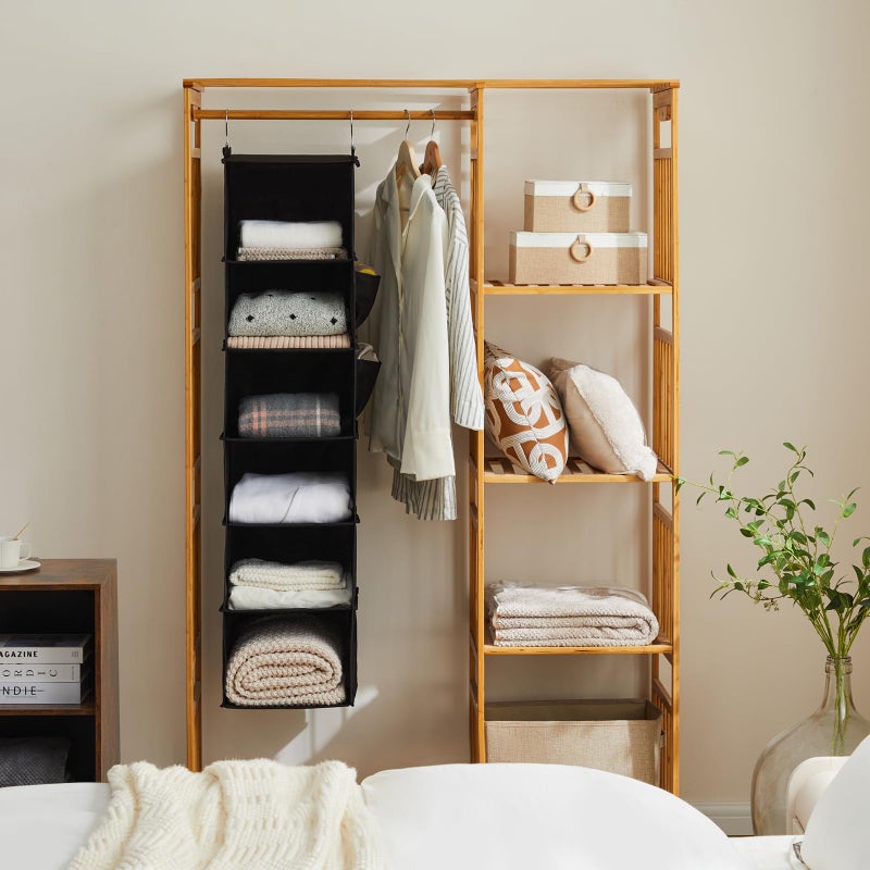 YOUDENOVA Hanging Closet Organizers and Storage, 6-Shelf Hanging Closet Shelves, Black - Image 2